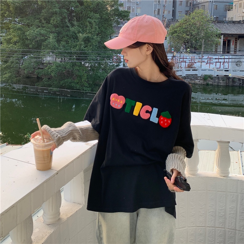 SUXI Áo Thun Tay Ngắn Dáng Rộng In Chữ Thiết Kế Đơn Giản Thời Trang Mùa Hè Cho Nữ