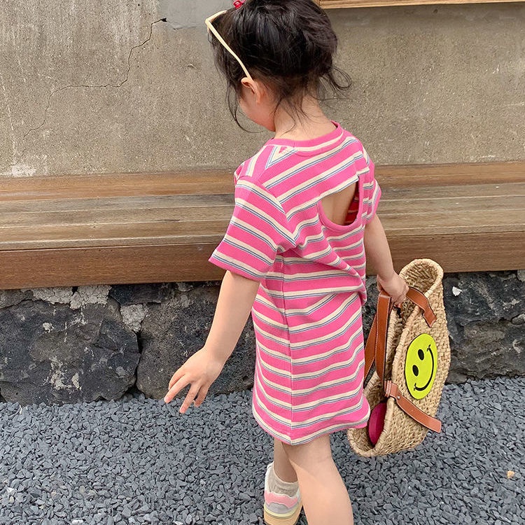 Áo Thun Ngắn Tay Kẻ Sọc Ngang Phong Cách Hàn Quốc Mới