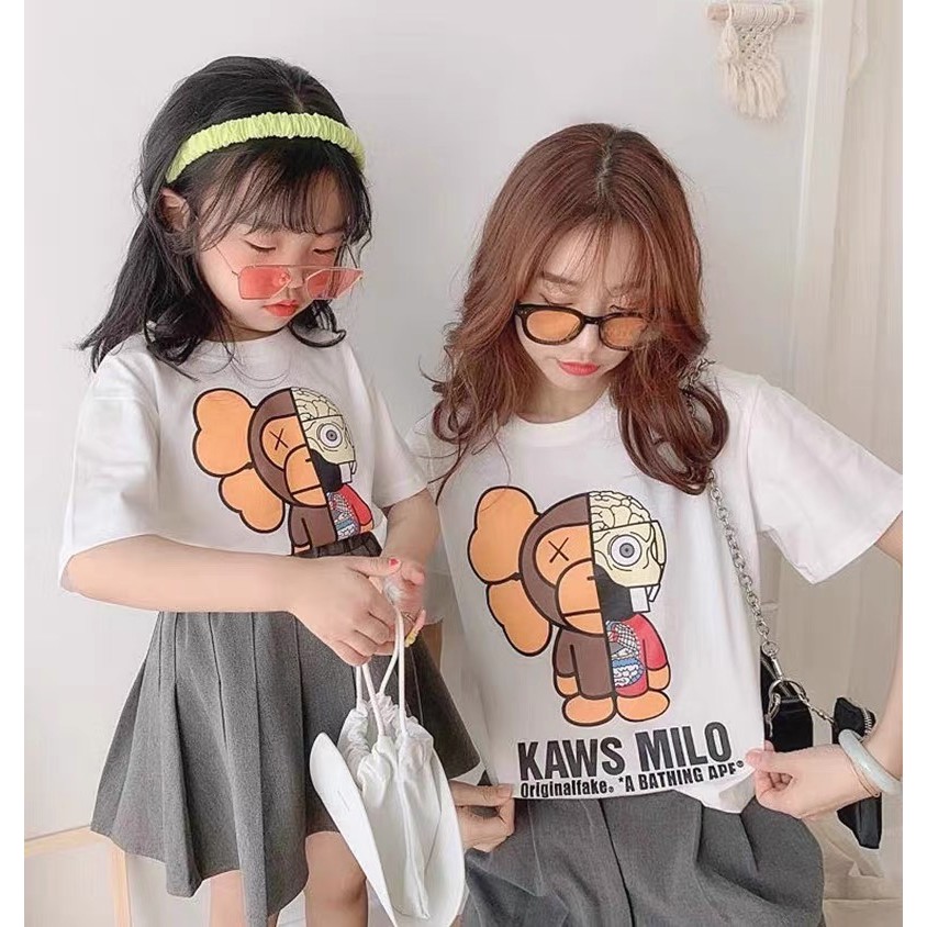 Áo thun tay lỡ BAPE cho bé , áo phông cotton nam nữ unisex ,Samyy_vn