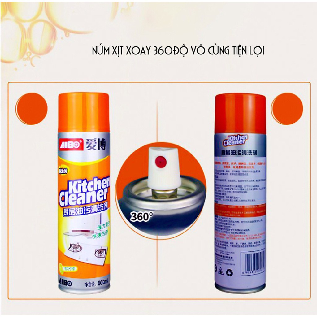 Bình Xịt Tẩy Rửa Nhà Bếp Đa Năng KITCHEN CLEANER 500ml - Chai Xịt Tẩy Dầu Mỡ shopthuylinh194