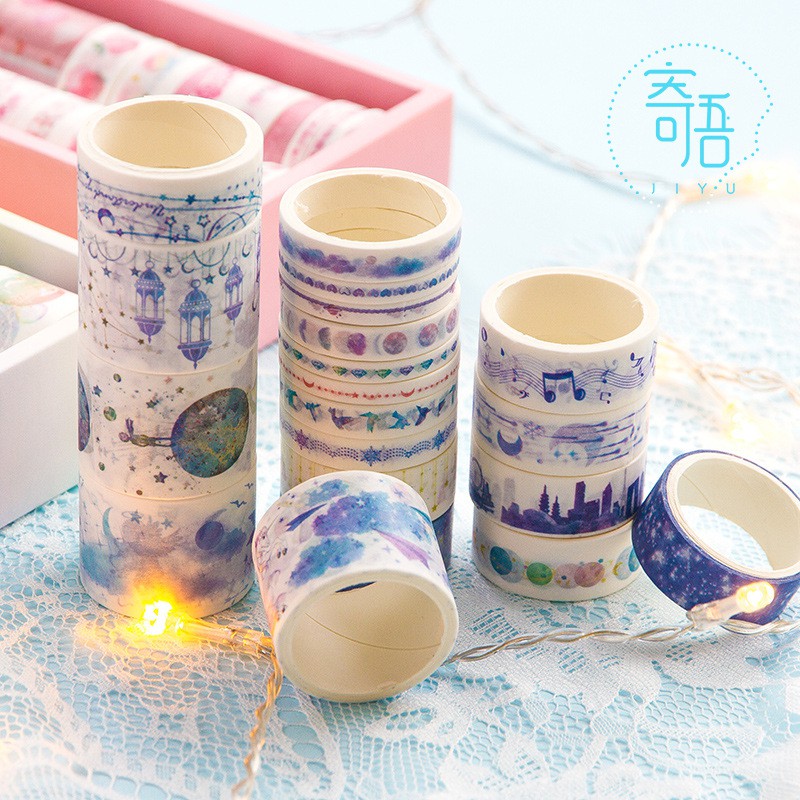 Set 20 Cuộn Băng Dính Washi Tape Trang Trí Scrapbook, Planner