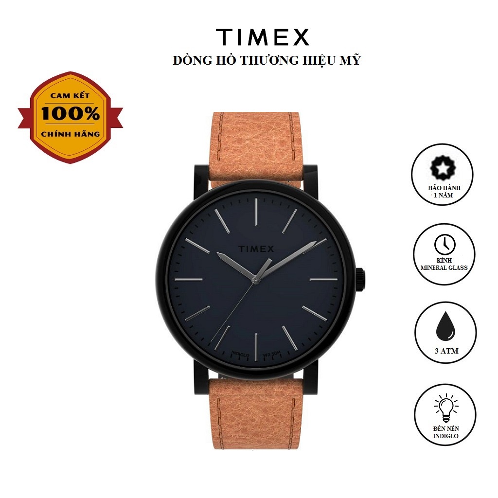 Đồng hồ Nam Timex Originals 42mm Leather Strap Watch TW2U05800 Dây Da - Chính Hãng