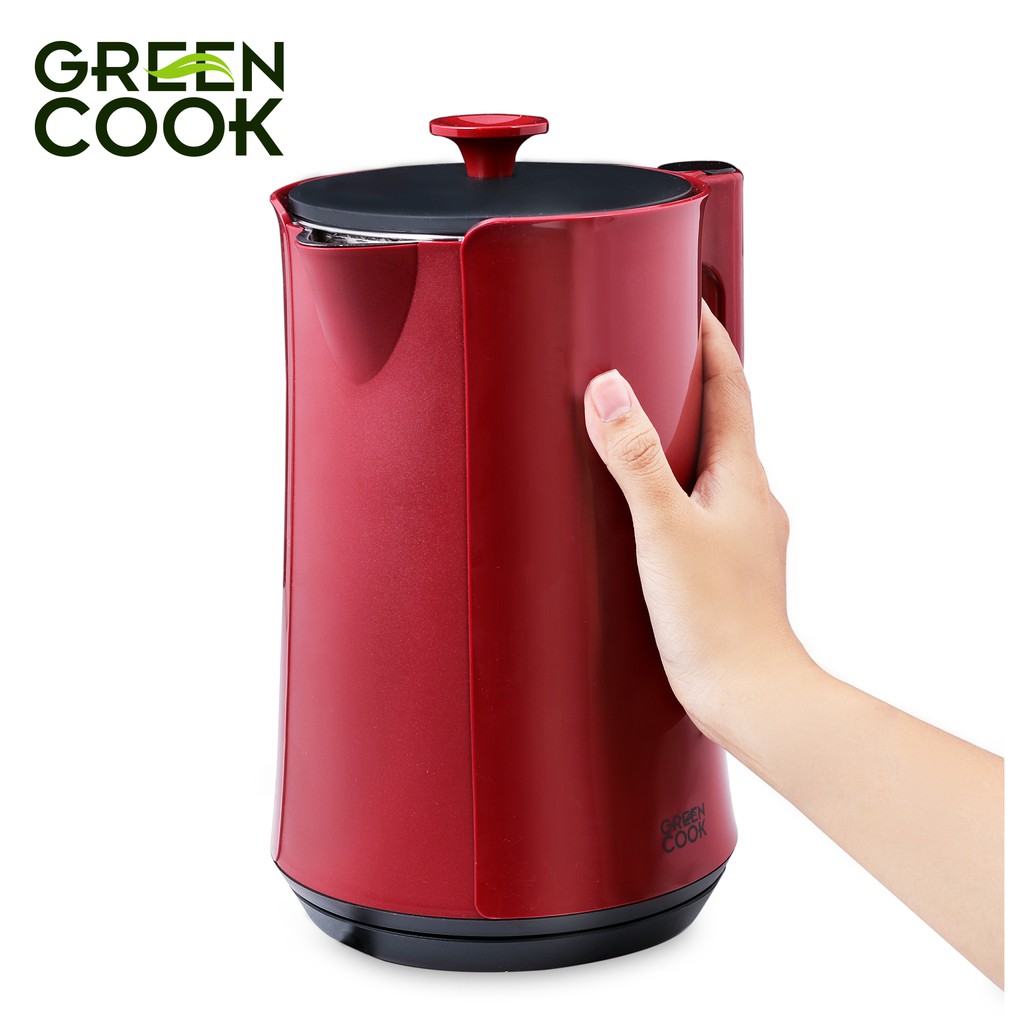 Bình (ấm) đun cảm ứng giữ ấm inox 304, 2 lớp, 1,7L Green Cook _ GCEK-17S18D