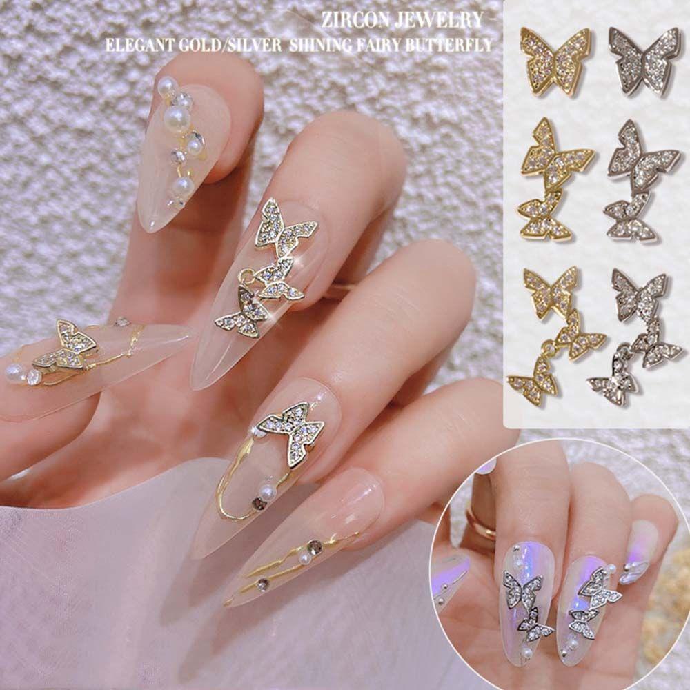 QQMALL Bộ Phụ Kiện Trang Trí Móng Tay Lấp Lánh Sang Trọng DIY Charms