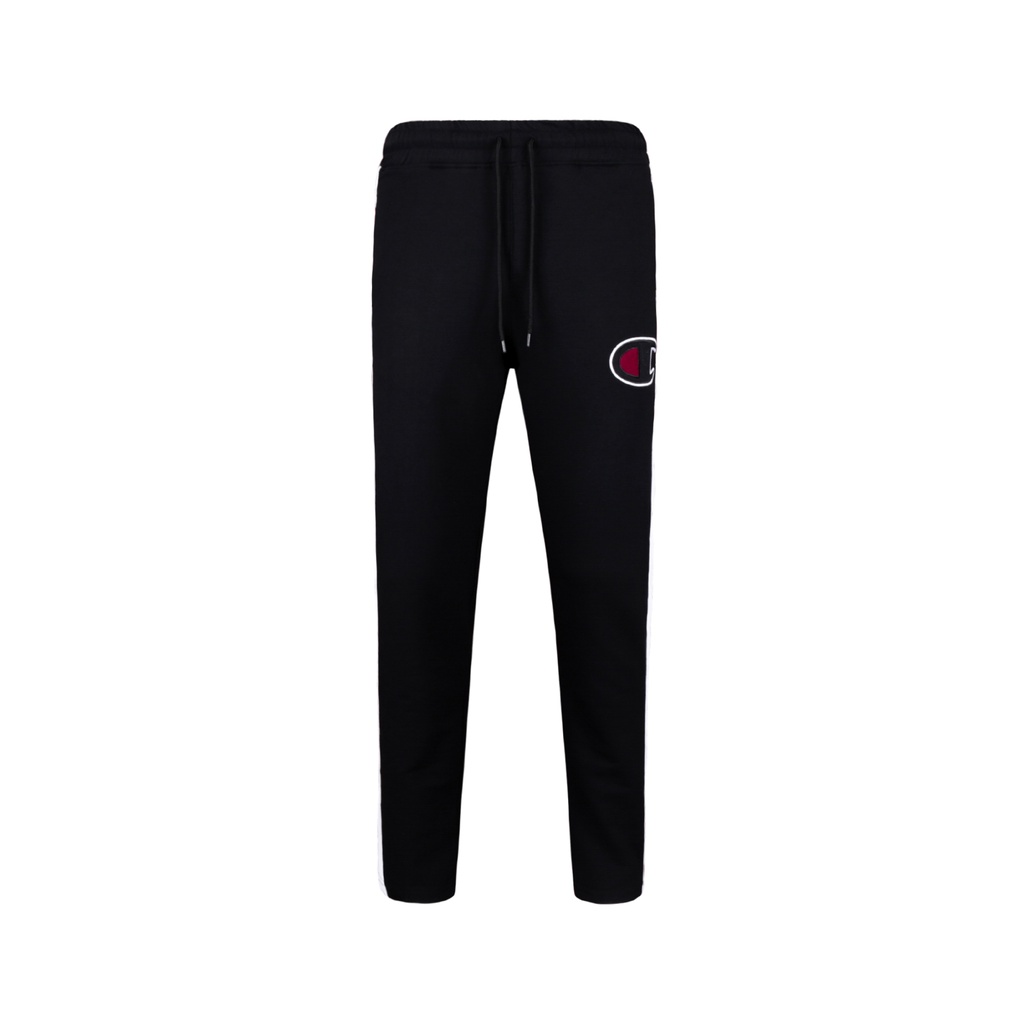 Quần Thun Sweatpants Đen 1 Sọc Trắng Champion Form Dáng Ống Suông Chất liệu Cotton