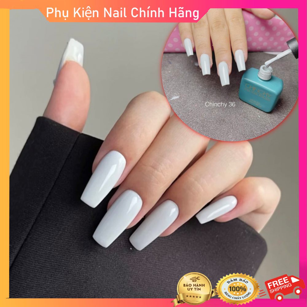 Sơn móng tay gel, sơn chinchy cao cấp màu trắng ghi  hót 2021( chinchy 36)