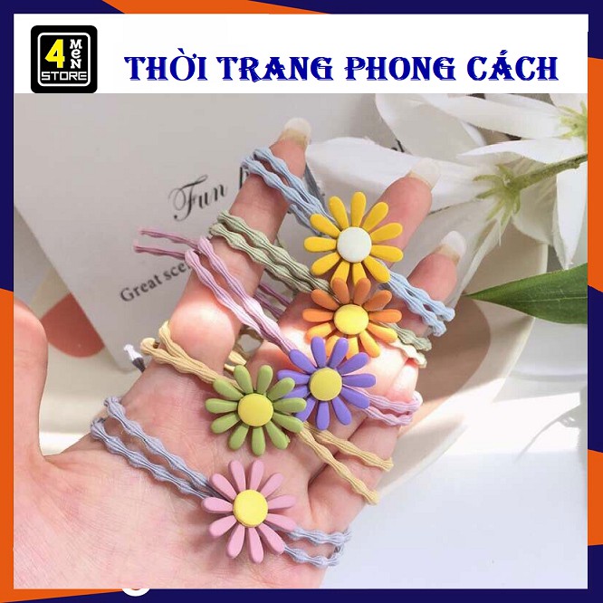 Set 10 Dây Buộc Tóc Thiếu Nữ Hoa Cúc, Buộc Tóc - Chun Cột Tóc Kiểu Dễ Thương Phong Cách Hàn Quốc