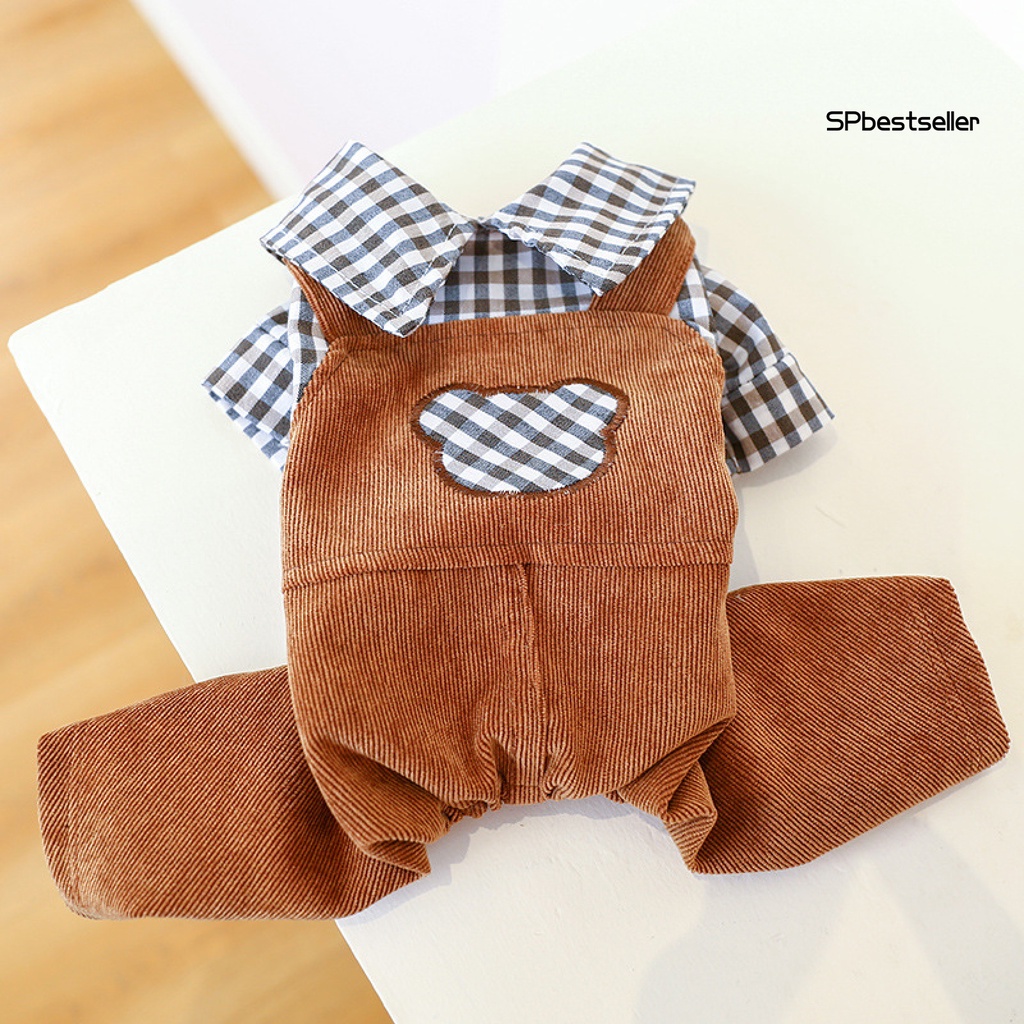 Quần yếm họa tiết kẻ sọc giữ ấm cho thú cưng