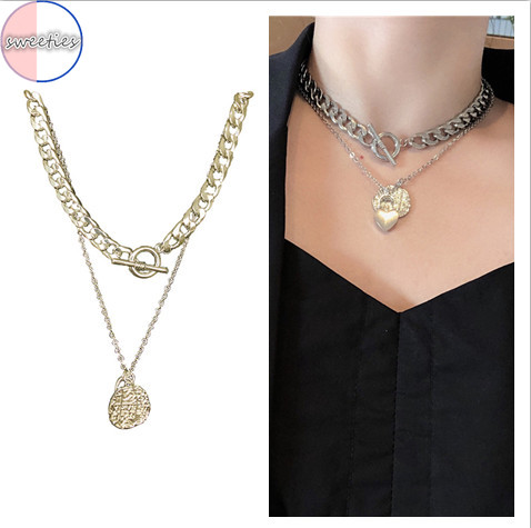 Dây chuyền hợp kim nhiều lớp họa tiết ổ khoá dễ thương
