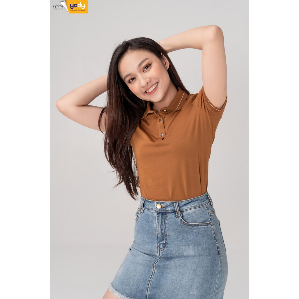 Áo polo pima nữ YODY, áo thun lạnh có cổ co dãn đàn hồi cực tốt - APN3010 | BigBuy360 - bigbuy360.vn