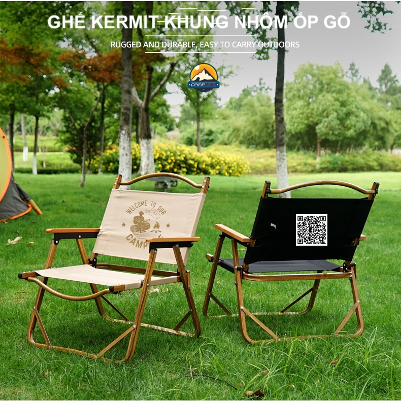Ghế dã ngoại nhôm ốp gỗ gấp gọn Kermit CLS Glamping du lịch cắm trại ngoài trời