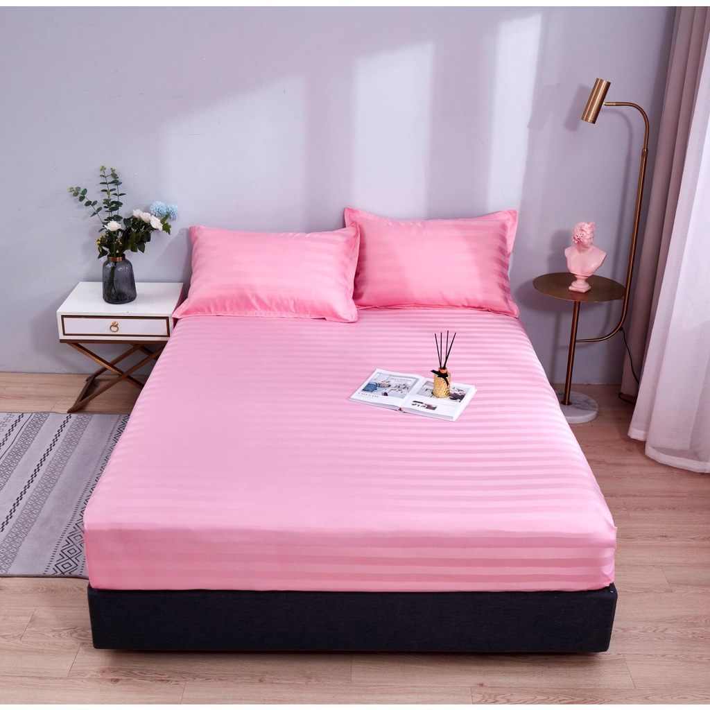 Bộ 1 Ga 2 Vỏ Gối Nằm Cotton 3F Kẻ Sọc,được chọn màu,màu xanh