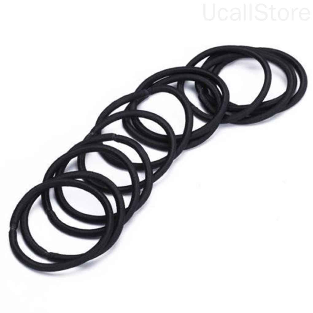 Bộ 12 dây thun cột bằng nylon màu đen tạo kiểu tóc đuôi ngựa cho nữ