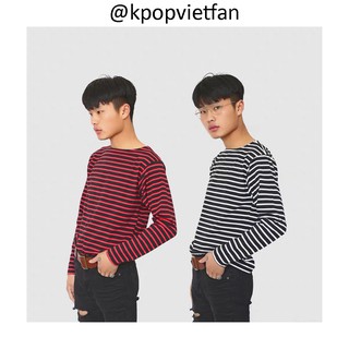 [CÓ SẴN] Áo kẻ ngang dài tay đen đỏ trắng giống GDRAGON daily style siêu dễ mặc dễ phối đồ
