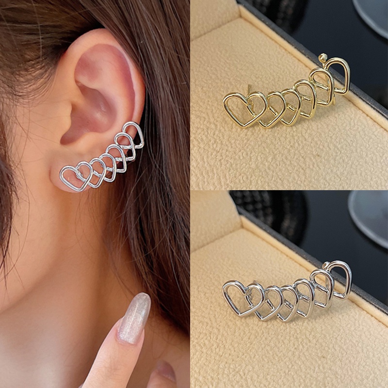 Khuyên tai phối hình trái tim rỗng đơn giản thiết kế thời trang mùa hè Hàn Quốc