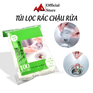 Túi lọc rác chậu rửa bát, túi 100 chiếc tiện lợi vệ sinh, thiết kế kiểu lưới siêu dai có chun co giãn - HAHA Store