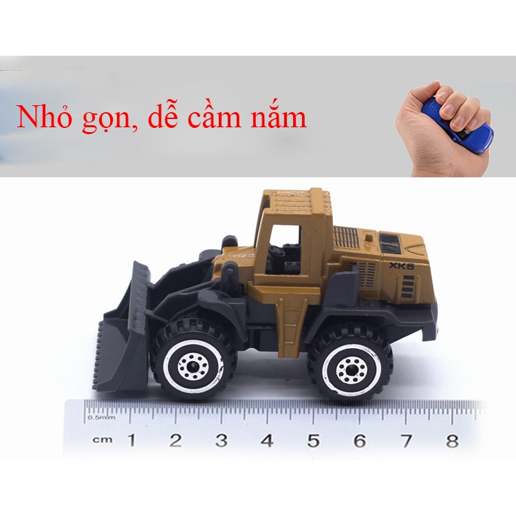 Xe công trình xây dựng bằng kim loại gồm 6 xe chi tiết sắc sảo, an toàn cho bé, dùng làm đồ chơi trẻ em hoặc trang trí