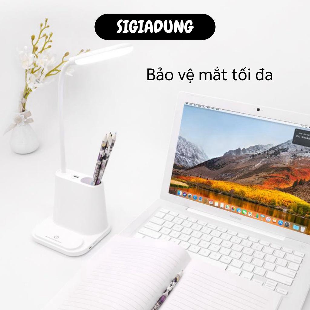 [SGD] Đèn Học Để Bàn - Đèn Chống Cận Đa Năng 4in1, Khay Đựng Bút, Có USB Cắm Sạc 8504