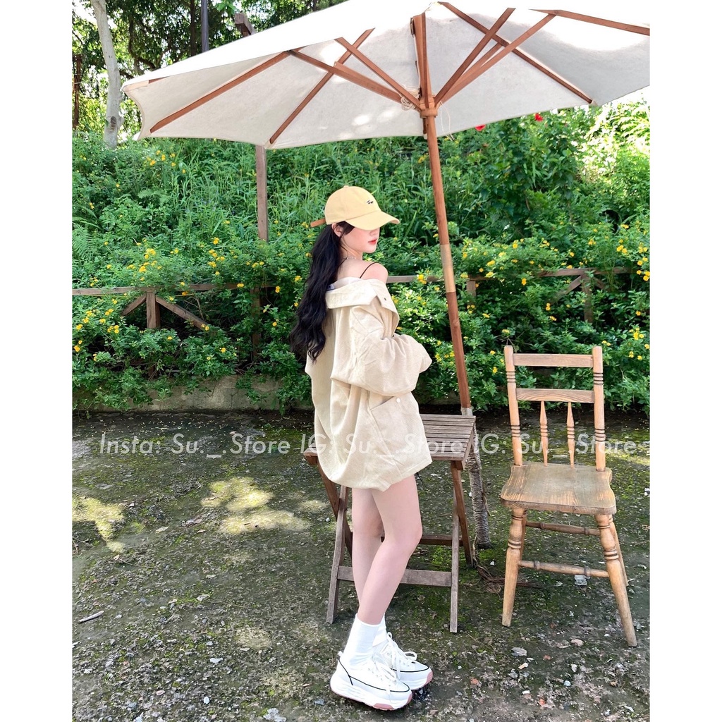 Áo khoác nhung gân oversize túi vuông A2364 SUSTORE