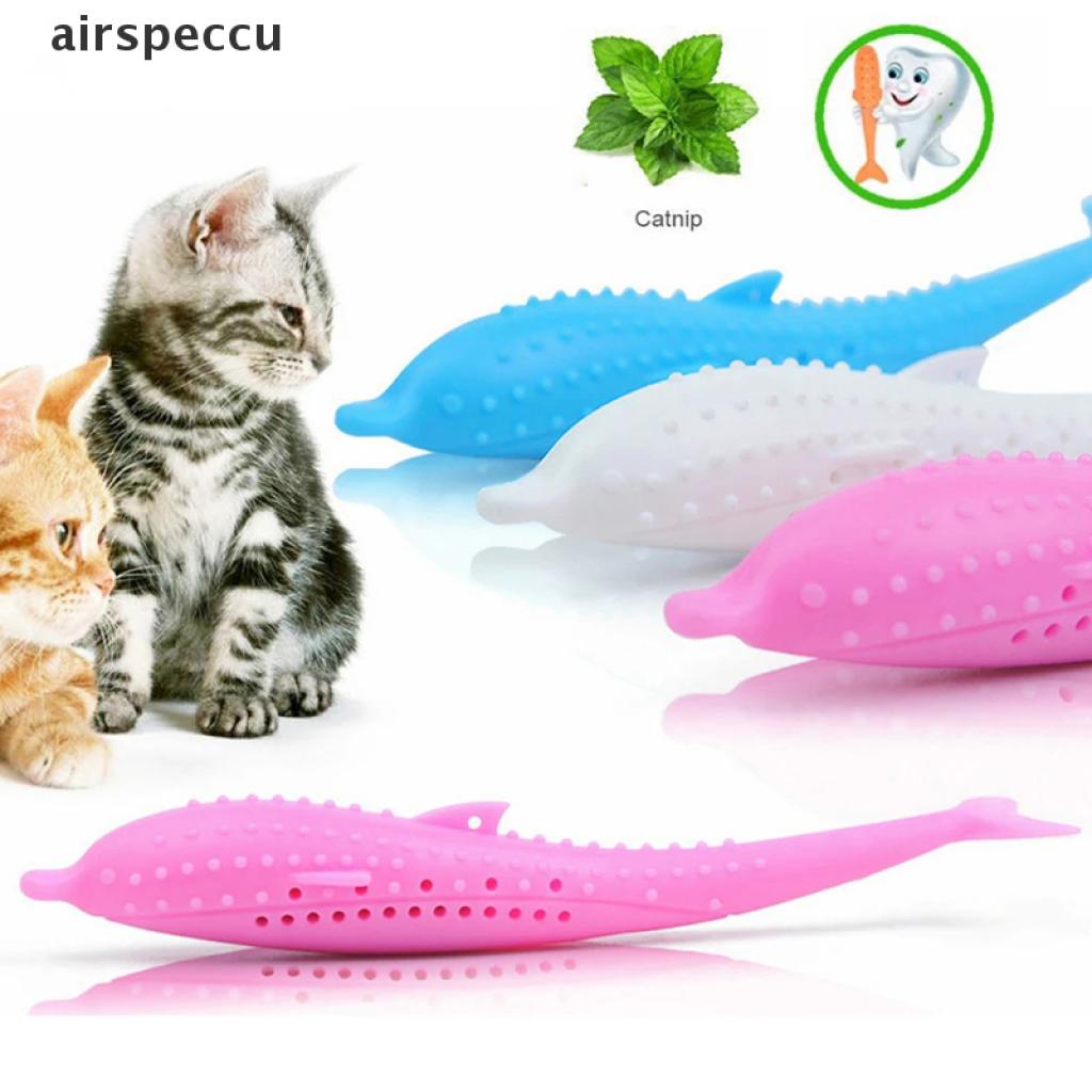 maud Soft Silicone Mint Fish Cat Toy Catnip Pet Toy Clean Teeth Toothbrush Chew Toys .