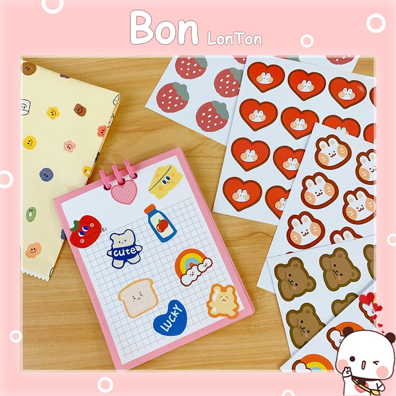 Sticker cute dễ thương, hình dán cute 2 miếng sticker trang trí sổ vở, điện thoại, vali, hộp bút