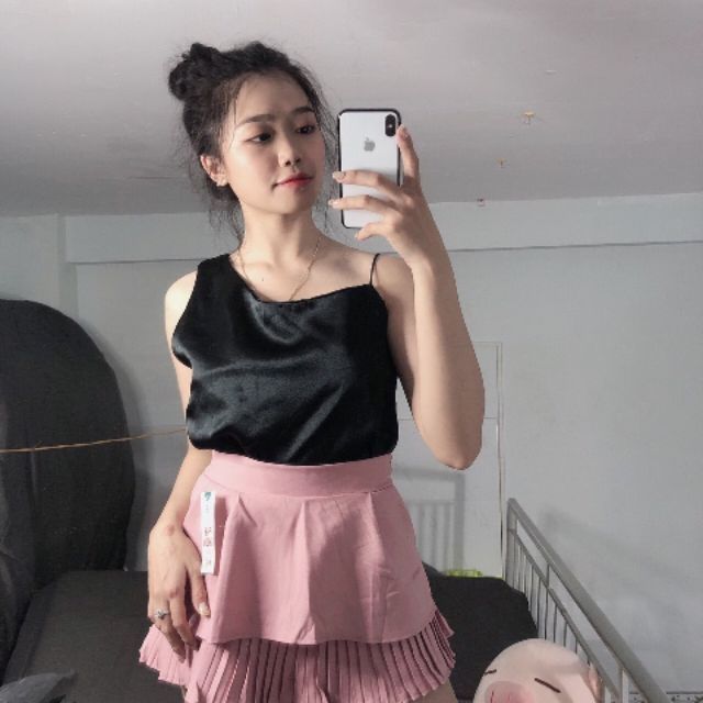 [ Mã WASTAPR giảm 10K đơn 50K] Áo dây phi lụa lệch vai 1 bên sang chảnh | BigBuy360 - bigbuy360.vn