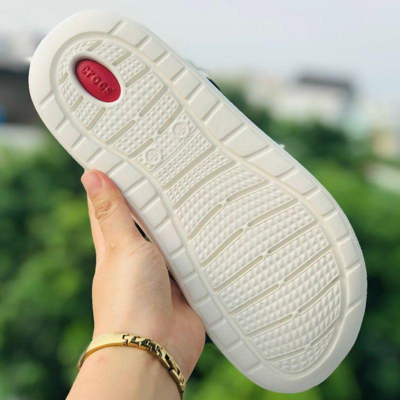 Dép Cross Literide  FREESHIP + Hàng loại 1 + Hộp  giày sục sandal Crocs quai ngang bít đầu nam nữ, kèm tag đen-đỏ