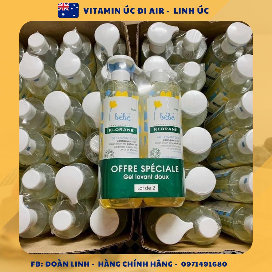 Sữa tắm gội 2in1 Klorane bebe mẫu mới nhất chai 500ml, Hàng chuẩn Pháp đi air, Sữa tắm Klorane bebe hàng Pháp