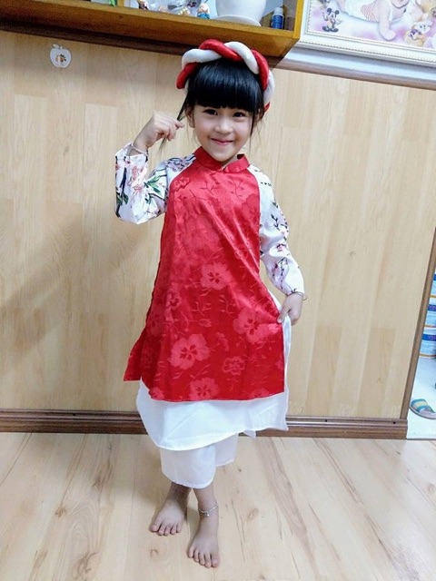 Set áo dài hoa đào