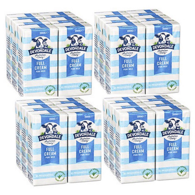 Thùng 24 hộp sữa nguyên kem devondale full cream 200ml
