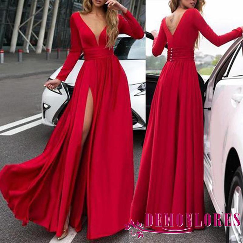Đầm maxi dự tiệc thiết kế cổ chữ V nữ tính
