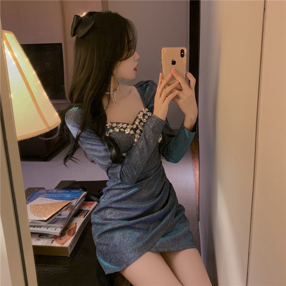 Đầm ulzzang party gợi cảm sexy đính đá lấp lánh s m l