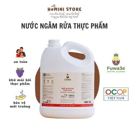 Nước ngâm rửa thực phẩm rau củ quả khử mùi hôi thịt cá organic Fuwa3e an toàn cho bữa ăn gia đình bạn 3800ml Hamini