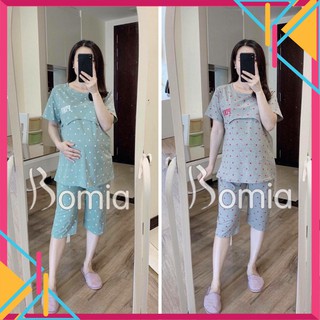 [XẢ HÀNG] Bộ Đồ Bầu Sau Sinh Cho Con Bú Pink Lửng, Free Size, Dễ Dàng Cho Bé Ti