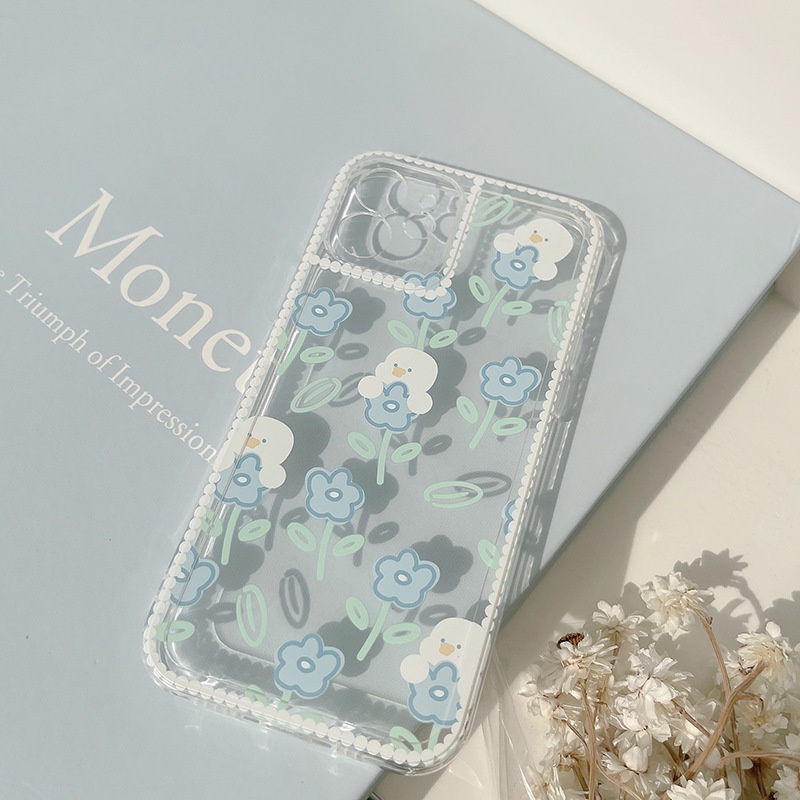 ốp iphone 11 Ốp điện thoại TPU in hình hoa màu xanh dương cho iPhone 11 Pro Max X Xr