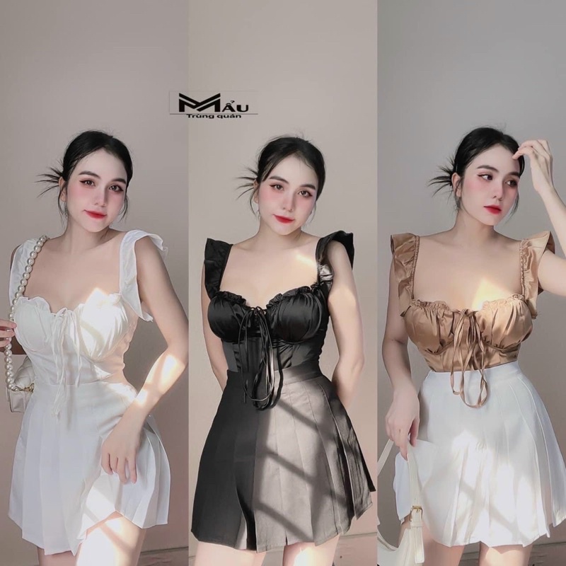 Có mút ngực Áo cúp thắt nơ ngực 2 dây cánh tiên