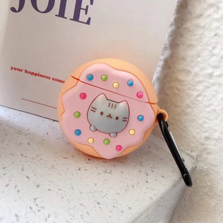 Vỏ case silicon bảo vệ airpods 1 & 2 hình bánh donut mèo dễ thương