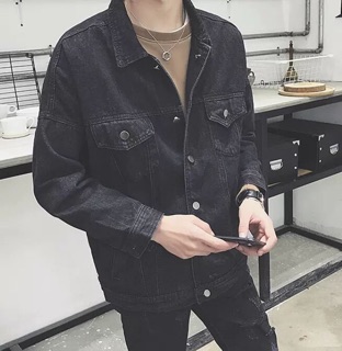ÁO KHOÁC JEAN UNISEX ĐEN (hình thật)