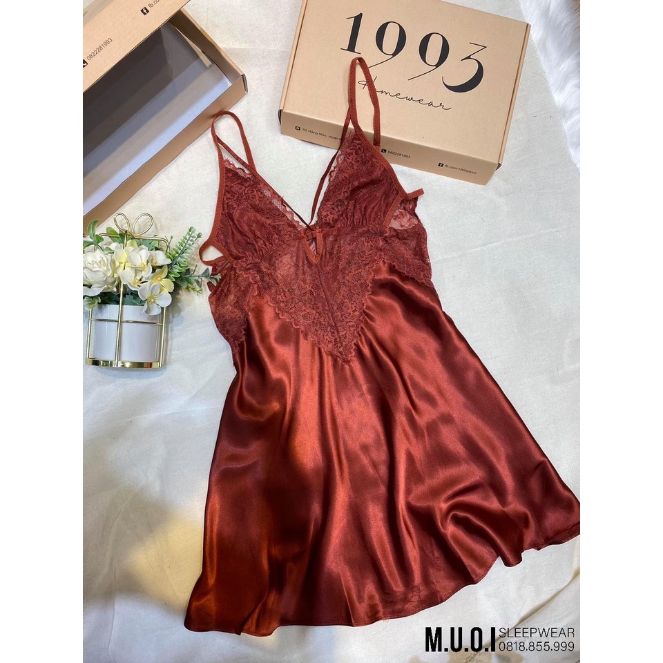 [FREESHIP] Váy ngủ sexy Quảng Châu - Sx 55 Váy ngủ lụa sexy phối ren đan dây ngực QUẢNG CHÂU CAO CẤP  - Hàng có sẵn