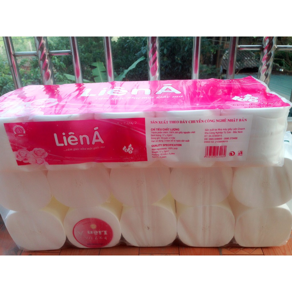 Giấy vệ sinh Liên Á hồng 10 cuộn 3 lớp không lõi