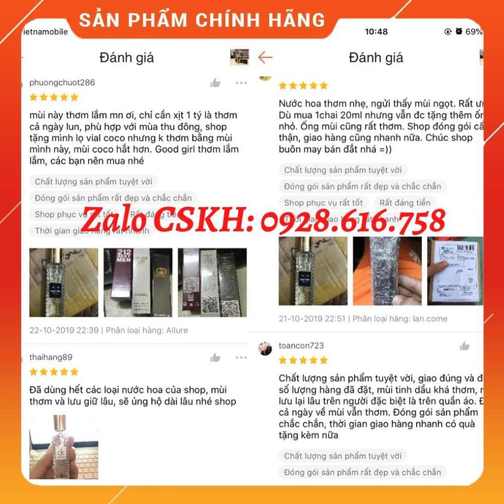 Nước Hoa mini Cao Cấp 20ml Hương Thơm Nhẹ Dịu Cực Thơm | Thế Giới Skin Care