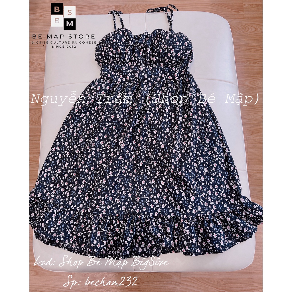 Đầm Xòe 2 Dây Hoa Nhí Cột Nơ Vai BigSize 50-77Kg