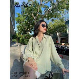 Áo sơ mi nữ tay dài dáng rộng green shirt Maxy Workshop