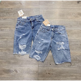 (Hoàng Hà) Quần jeans lửng rách
