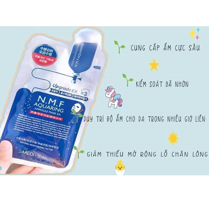 Combo 5 Mặt Nạ Cấp Ẩm, Kiềm Dầu, Se Khít Lỗ Chân Lông Mediheal N.M.F Aquaring Ampoule Mask 25ml x 5