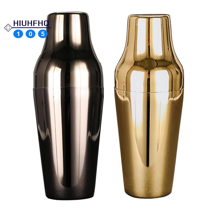 2x 650Ml Stainless Steel French Cocktail Shaker Classic and Elegant Bar Cocktail Shaker Bartender Bar Tool Black & Gold
