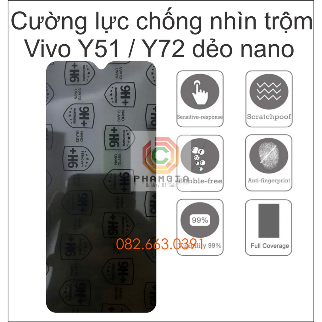 Cường lực chống nhìn trộm Vivo Y51 / Y72 2020 dẻo nano