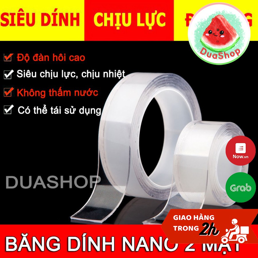 FLASHSALE Băng Dính Nano Dán 2 Mặt Trong Suốt/ Băng Keo 2 Mặt Đa Năng- Dán Tường/ Cố Định Thảm/ Treo Tnh