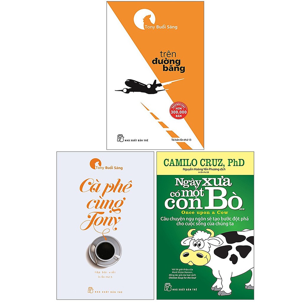 Sách - Combo nhà giả kim mới, tuổi trẻ đáng giá, cà phê tony, trên đường băng, ngày xưa có một con bò