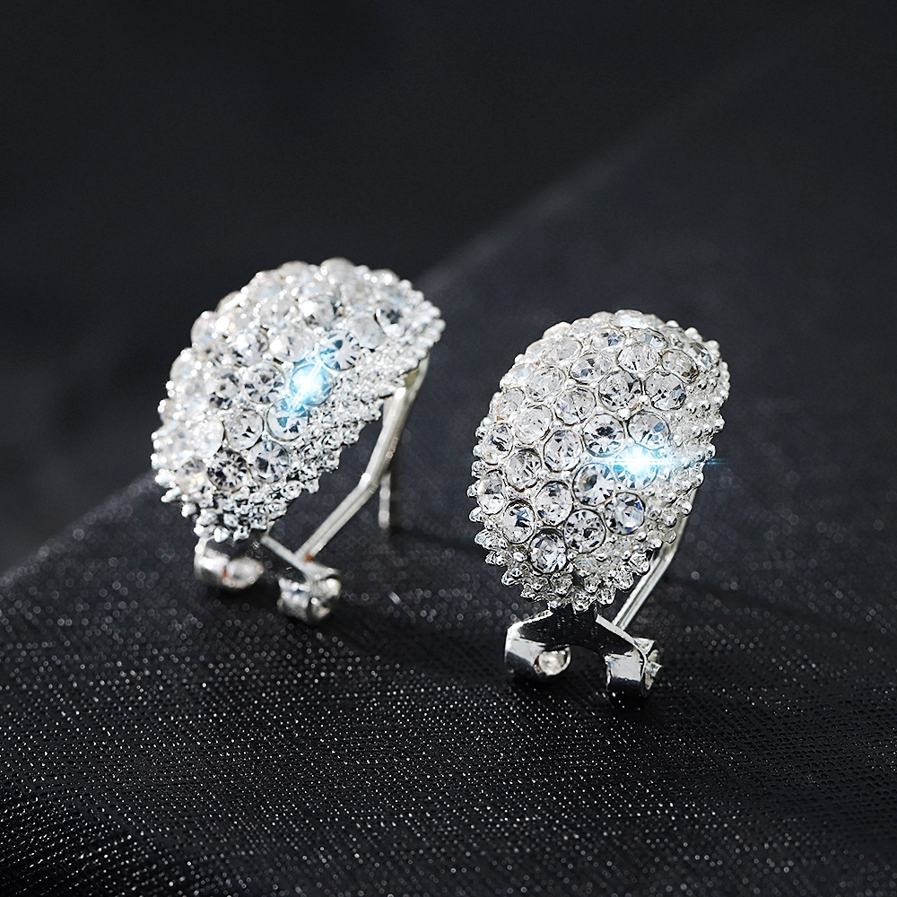 Bông tai đính đá sapphire trắng thời trang cho nữ